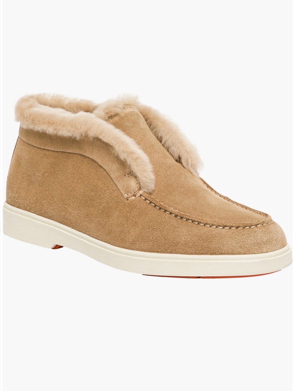 Santoni Fortune Shearling Suede Ankle Boots Light Brown EU 38.5 New In Box